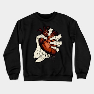 Skeleton Hand Squeezed Heart Crewneck Sweatshirt